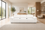 sofa kira 3 asientos en tapizado natura blanco en ambiente salón