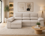 sofá chaiselongue mara beige en salón ambiente nórdico