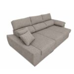 sofá chaiselongue mara en tapizado bela 6, taupé, en posición lateral con asientos a la altura del chaiselongue